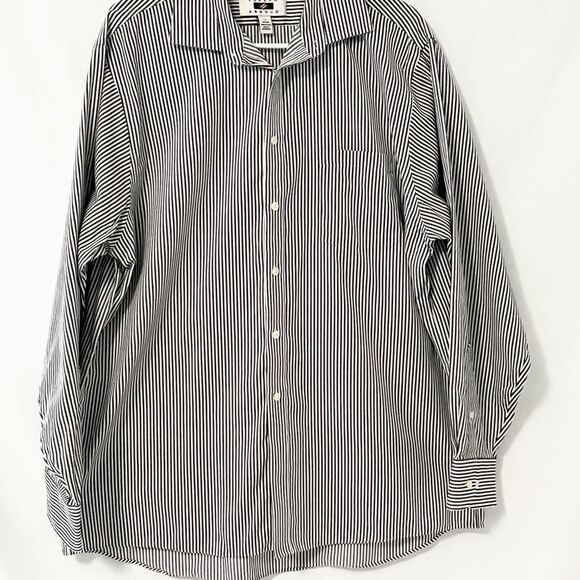 Joseph Abbound Classic Fit Black & White Striped Button Down Shirt Size 34/35 17 - Picture 7 of 7